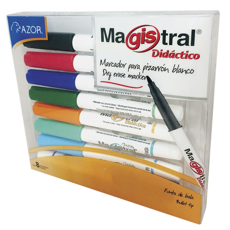 Marcador para Pizarrón Delgado Punto Fino Caja con 8 Piezas Magistral