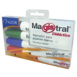 Marcador Para Pizarrón Grueso con 4 Colores Magistral Didáctico