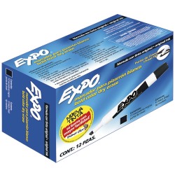 Marcador para Pizarrón Grueso Negro Caja con 12 Piezas Expo