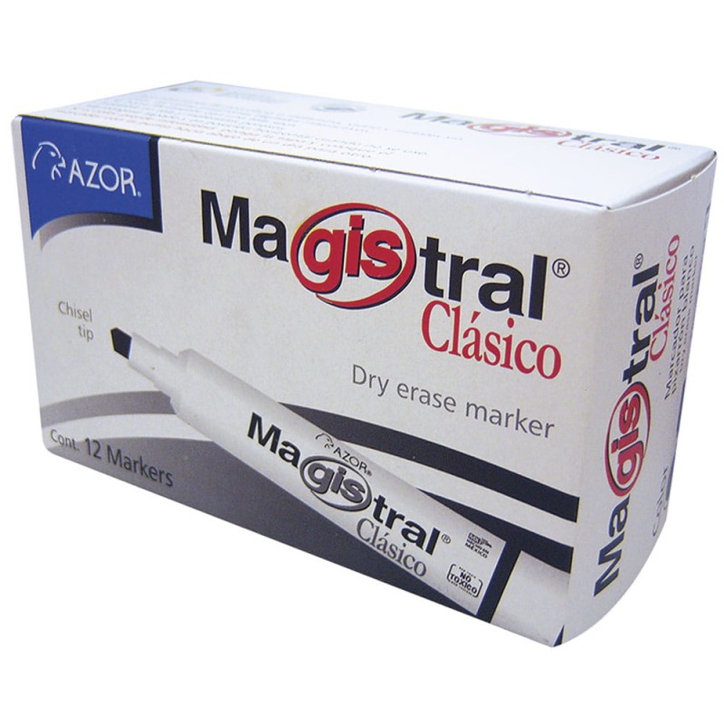 Marcador Para Pizarrón Grueso Negro Caja con 12 Piezas Magistral