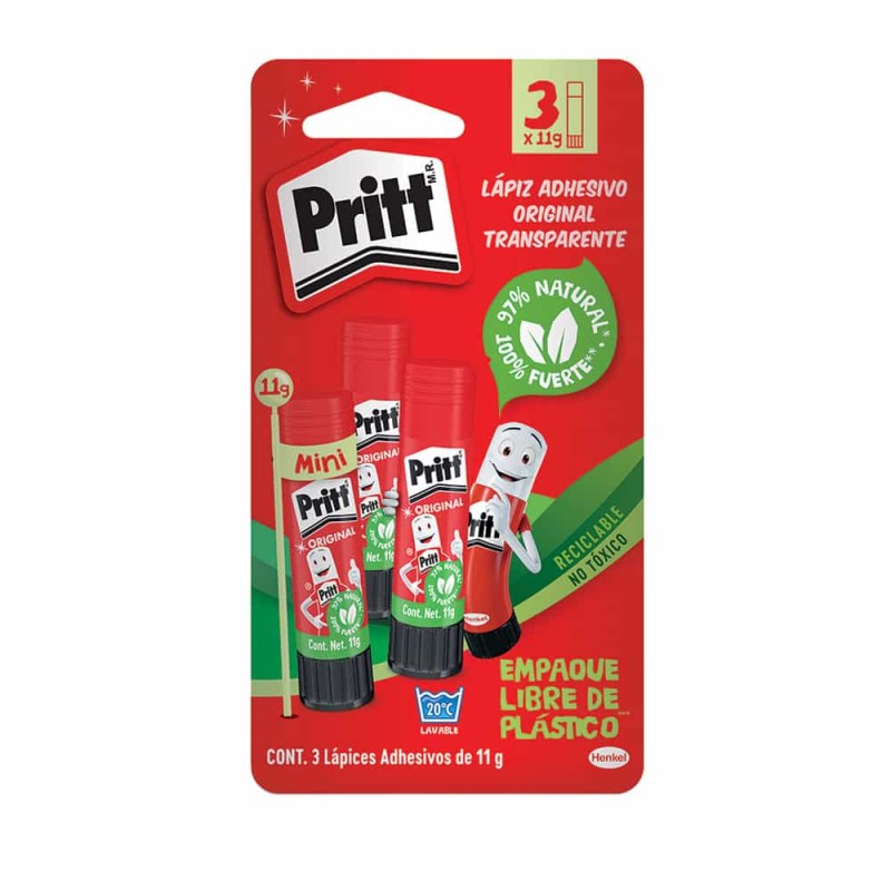 Pegamento Lápiz Adhesivo Tubo con 11 gr  Cajilla con 3 Piezas Pritt  2780668