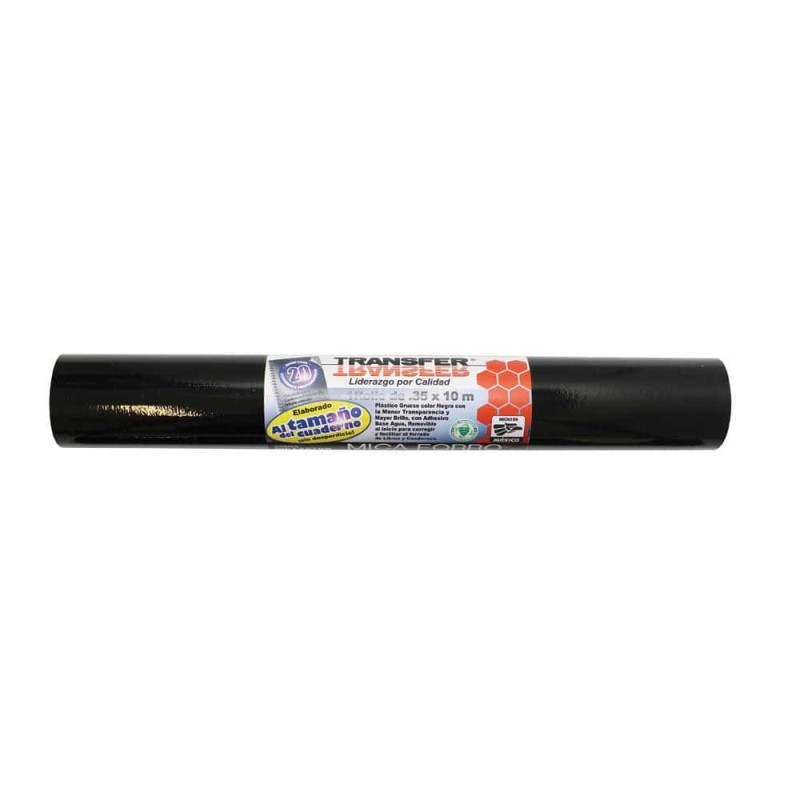 Plástico Autoadherible de .35 x 10 mts Negro Transfer MFT3510B