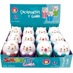 Sacapuntas de Plástico Goma Osito Caja con 12 Piezas Smarty