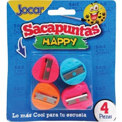 Sacapuntas de Plástico Happy Neon Blíster con 4 Piezas Jocar