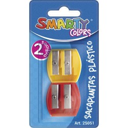Sacapuntas de Plástico Rectangular Duo Blíster con 2 Piezas Smarty