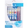 Set de Arte Acuarelas con 14 Piezas (8 Acuarelas, 1 Block, 2 Pinceles, 1 Lápiz HB, 1 Sacapuntas y 1 Goma) Rodart Rodin 30088