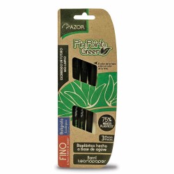 Bolígrafo Punto Fino Stick Negro blister con 3 Piezas Pin Point Green Azor 301.6893NE
